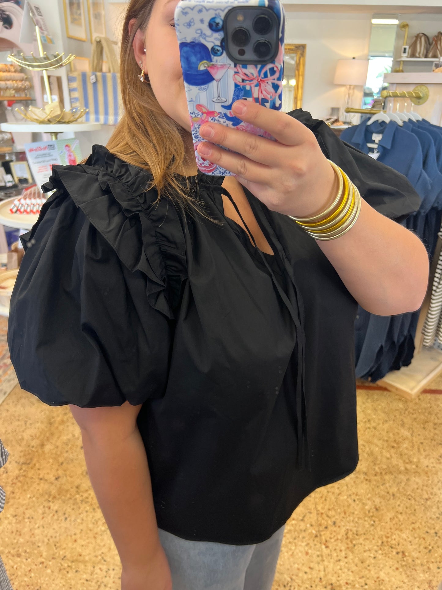 Puff Sleeve Ruffle Blouse