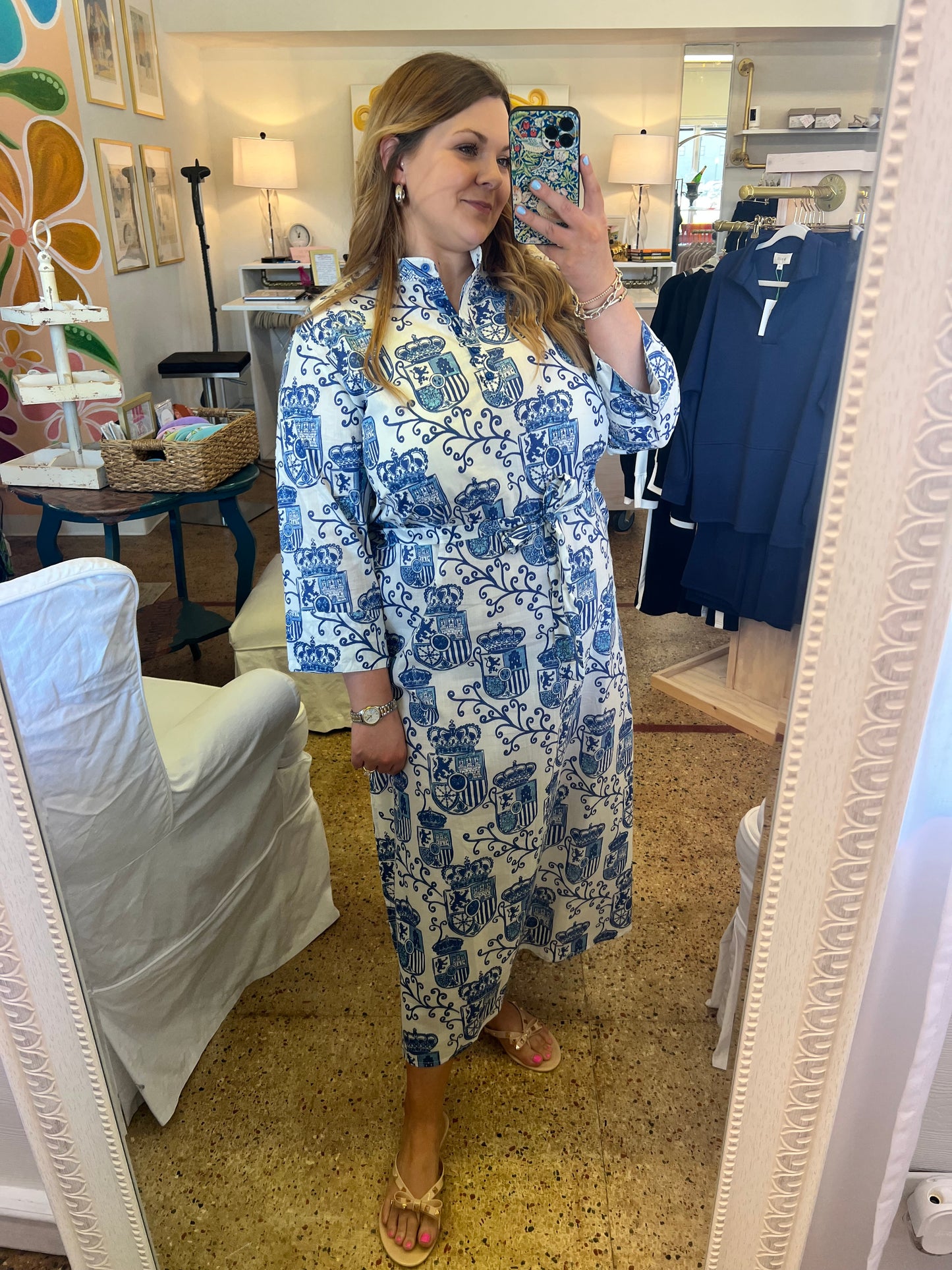 White Blue Crest Maxi
