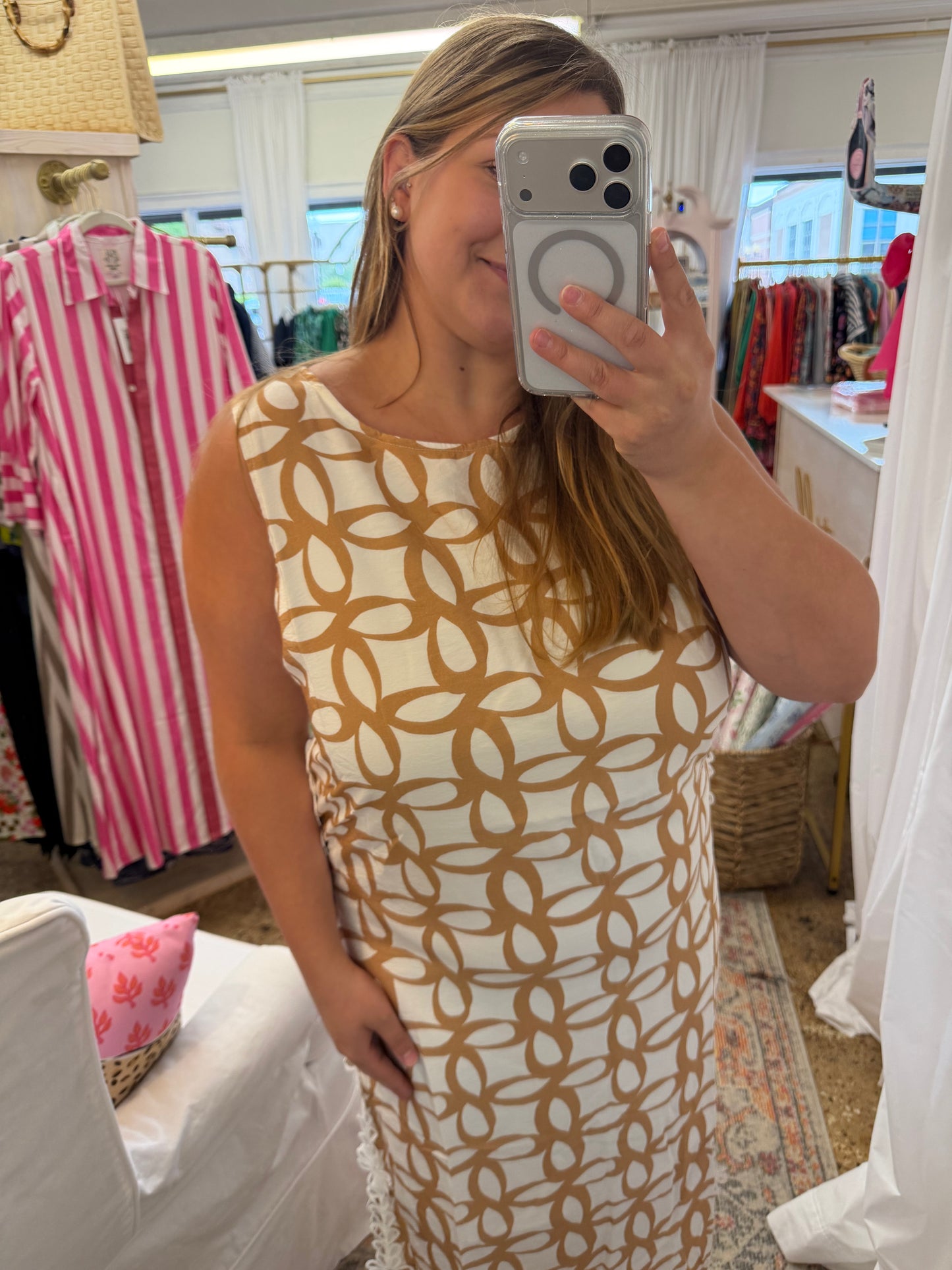 Taupe Retro Sleeveless Dress