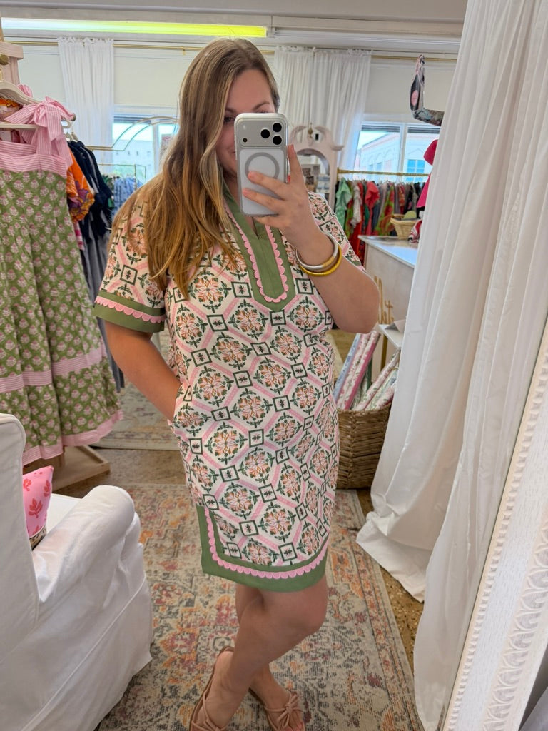 Geometric Floral Mini Dress