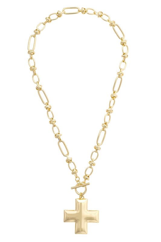 Macy Square Cross Toggle Necklace