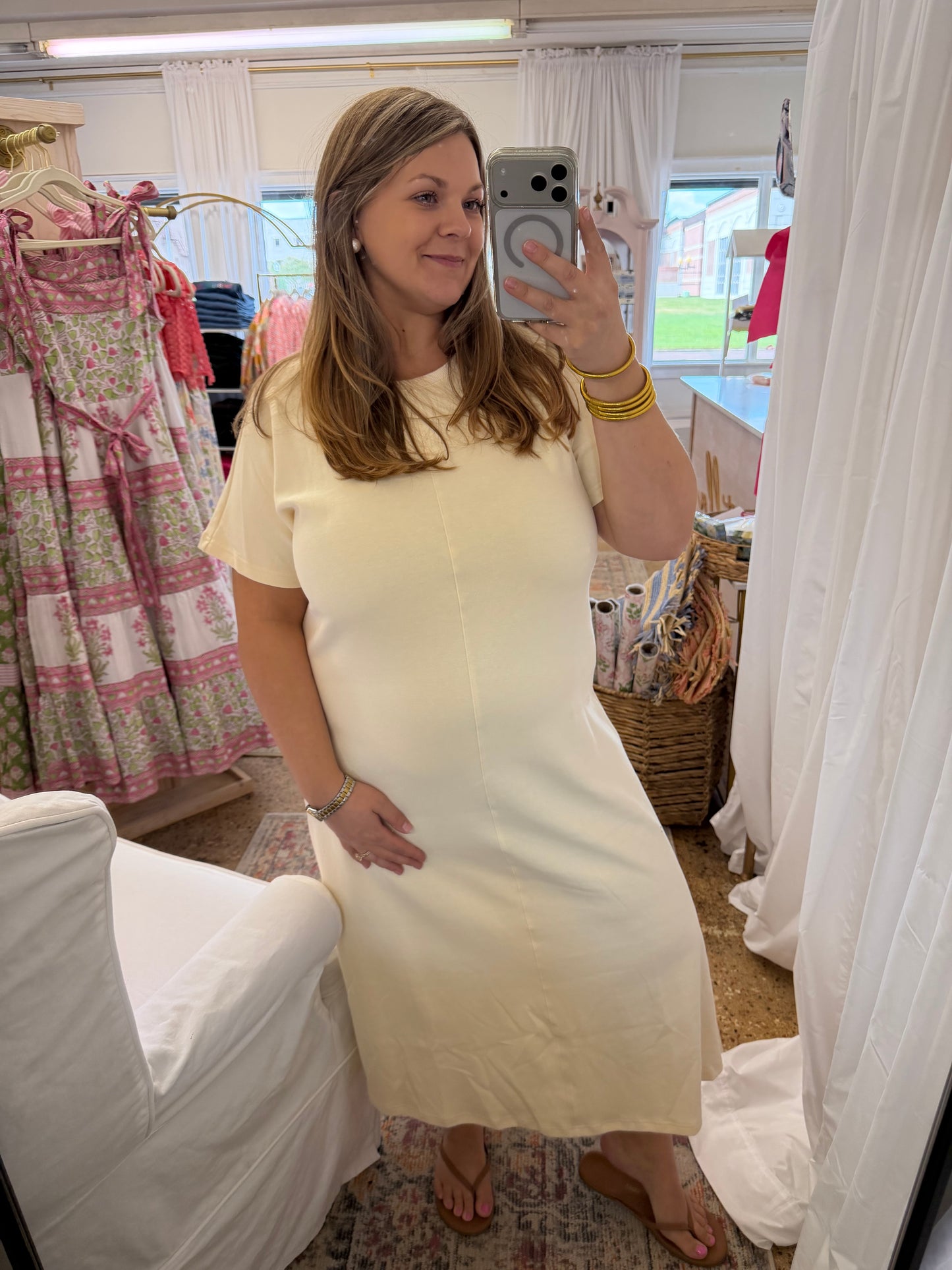 Cream Knit Maxi Dress