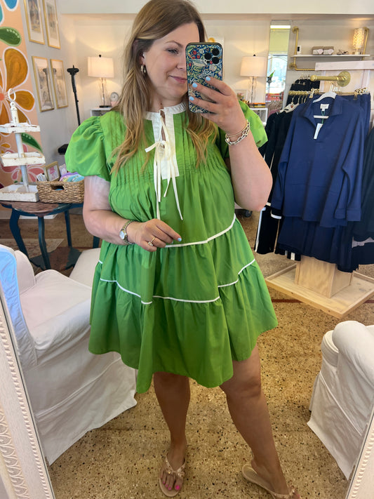 Olive Green Puff Sleeve Mini