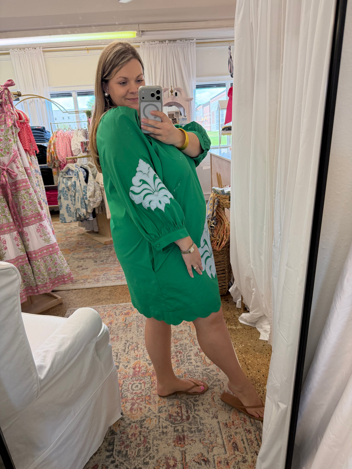 Kelly Green Embroidered Dress
