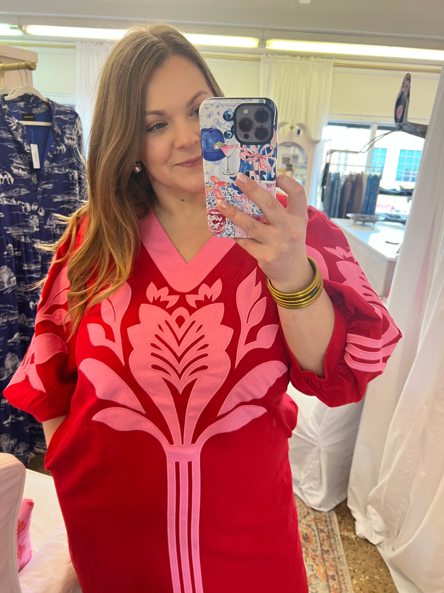 Floral Applique Linen Dress