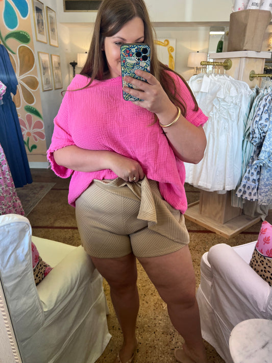 Quilted Knit Skort-Khaki