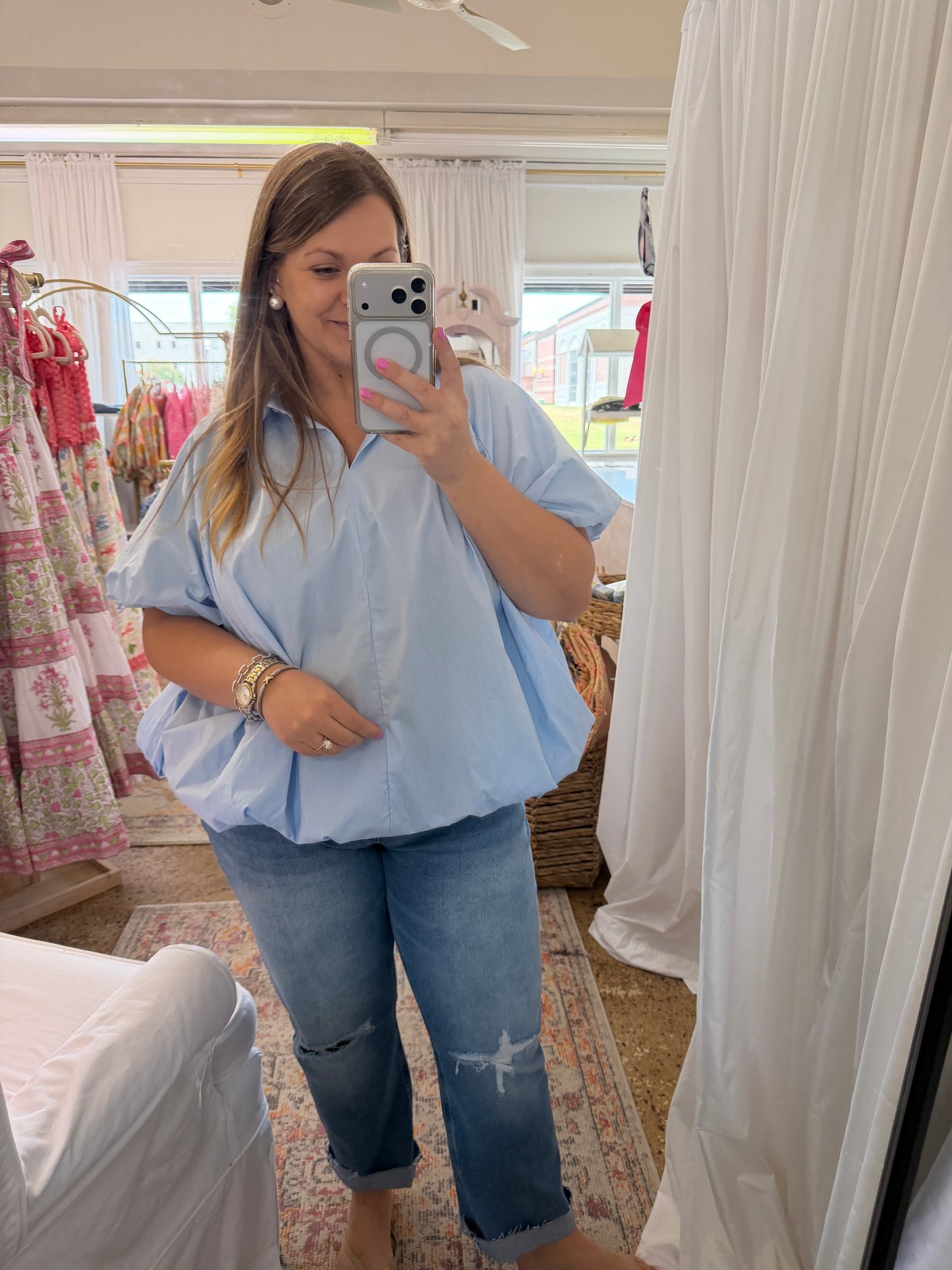 Blue Bubble Blouse