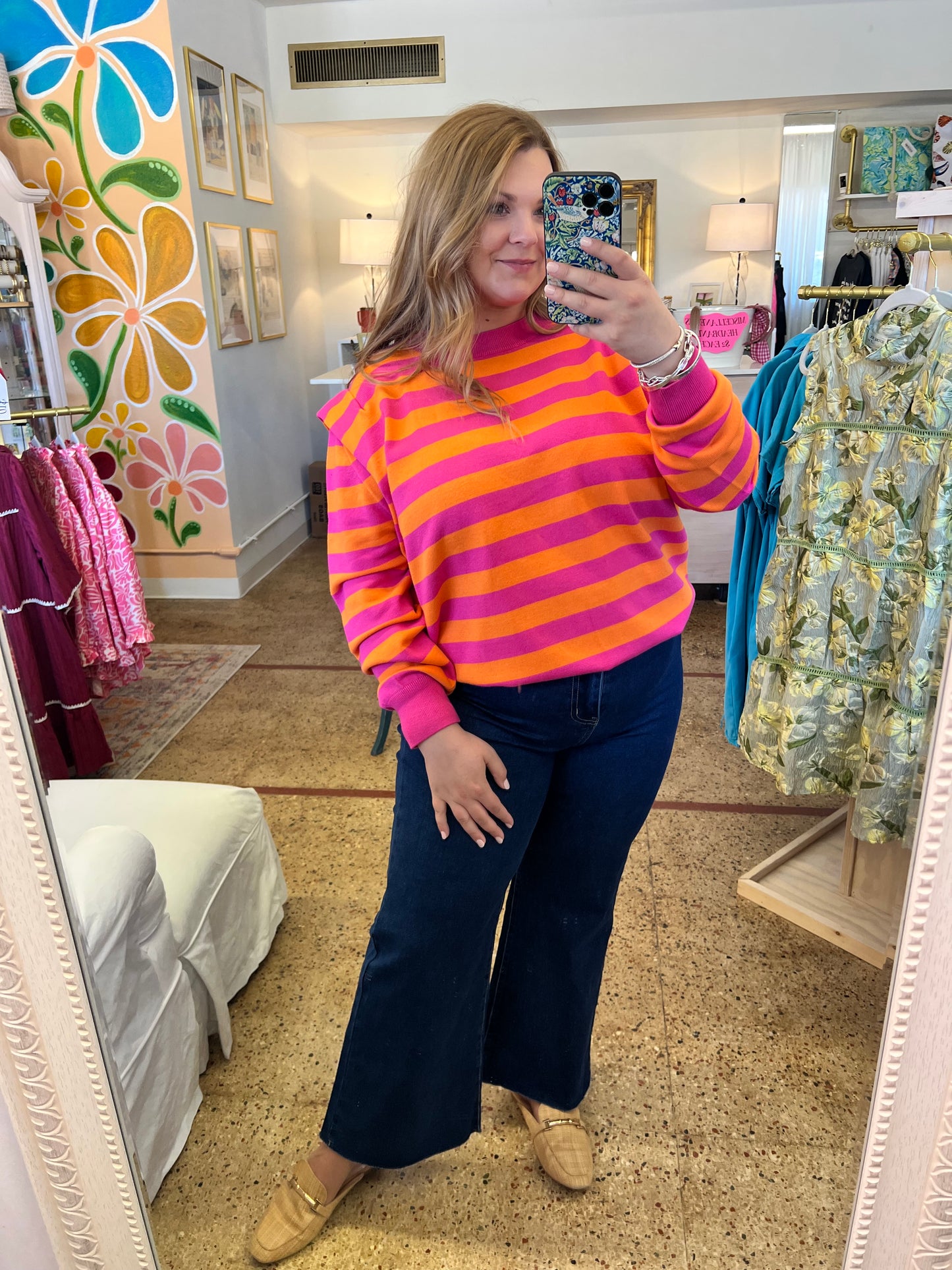 Shoulder Pad Stripe Sweater