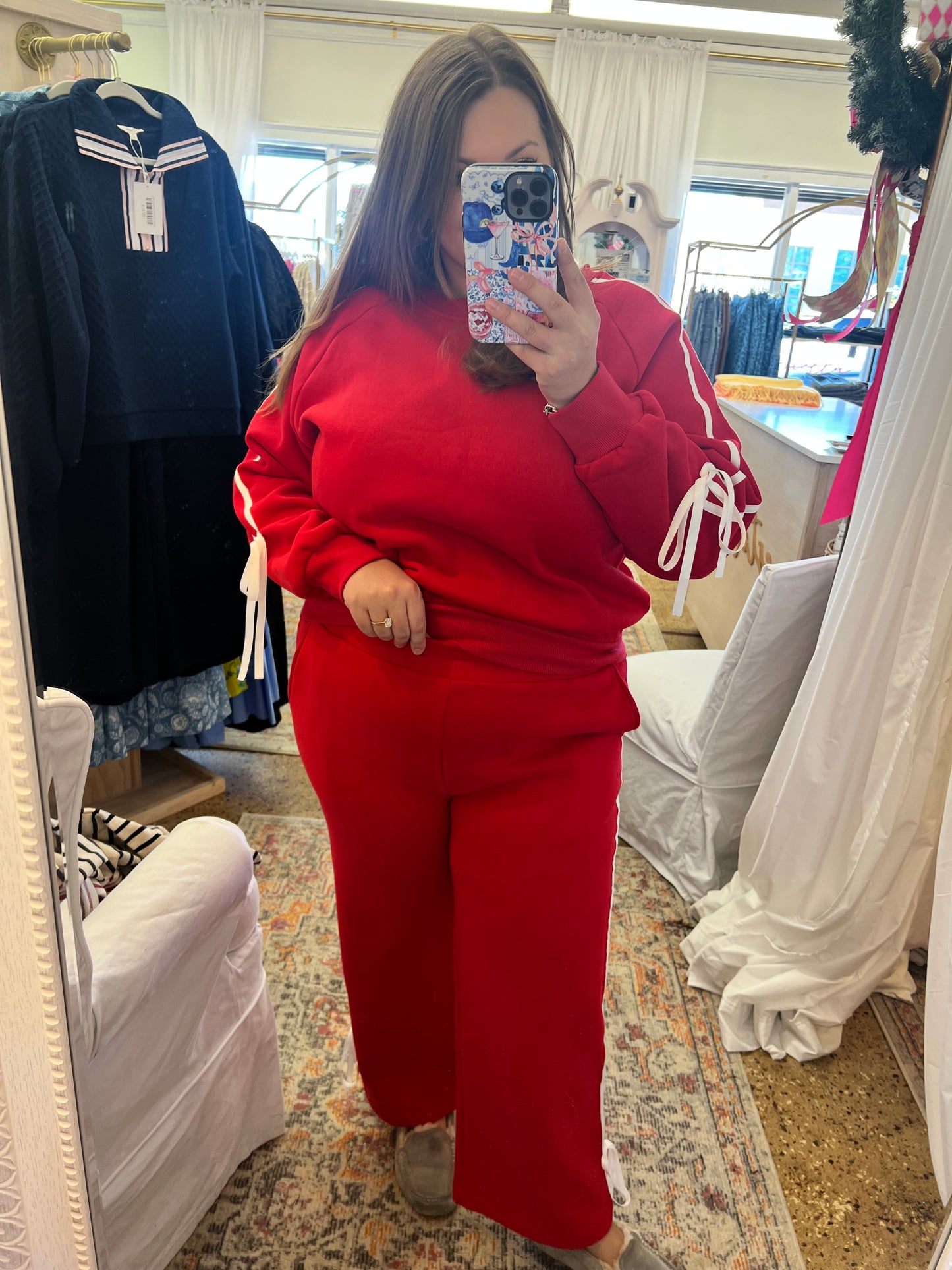 Side Lined Bow Sweatsuit