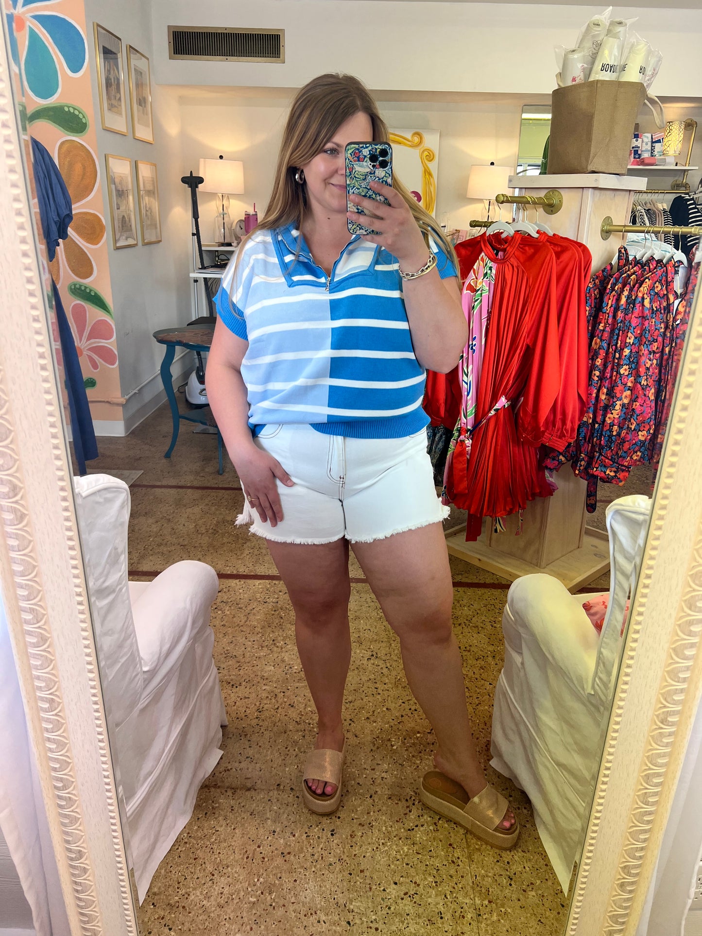 Raw Hem White Denim Shorts