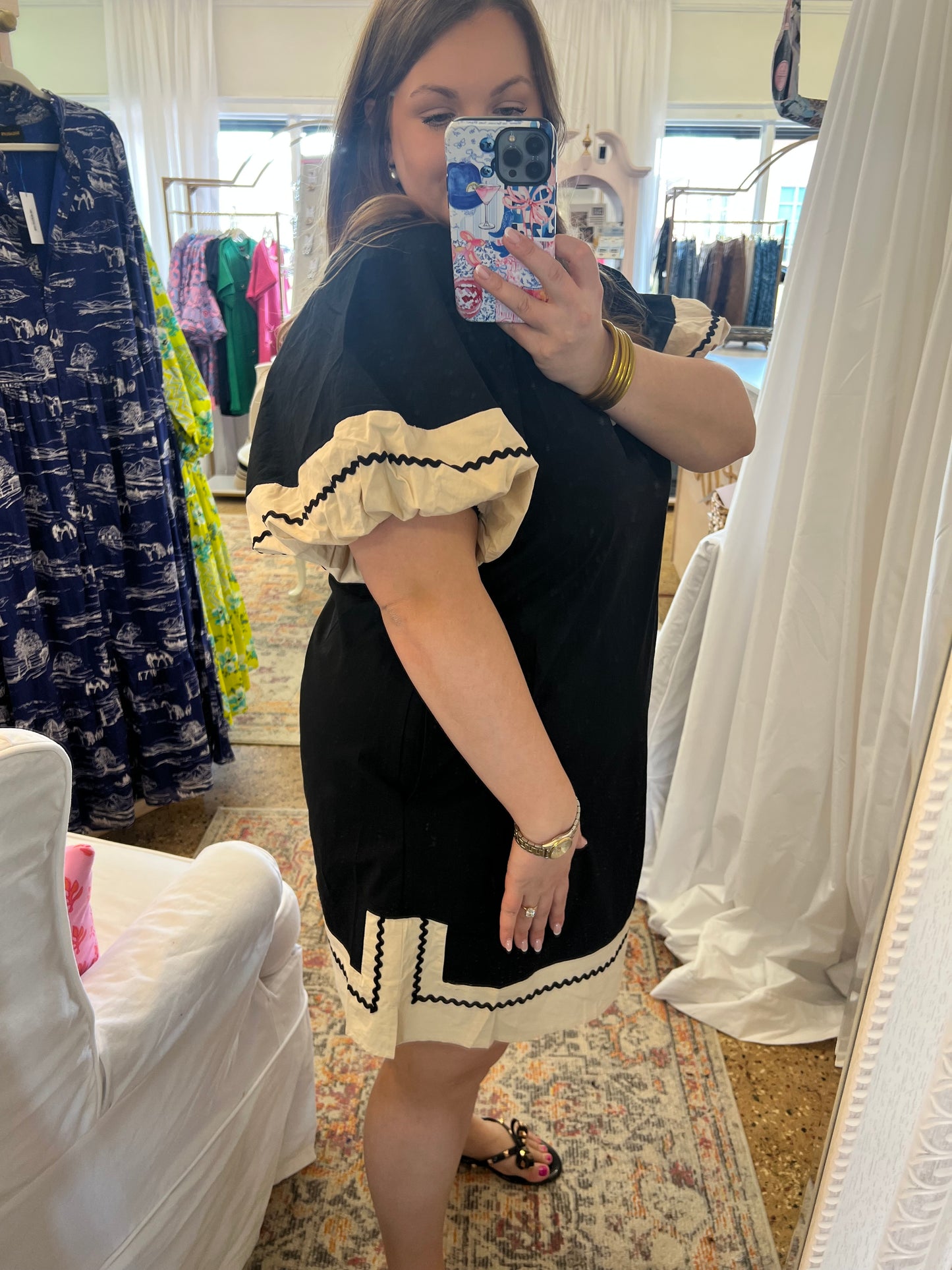 Black Puff Sleeve Mini Dress