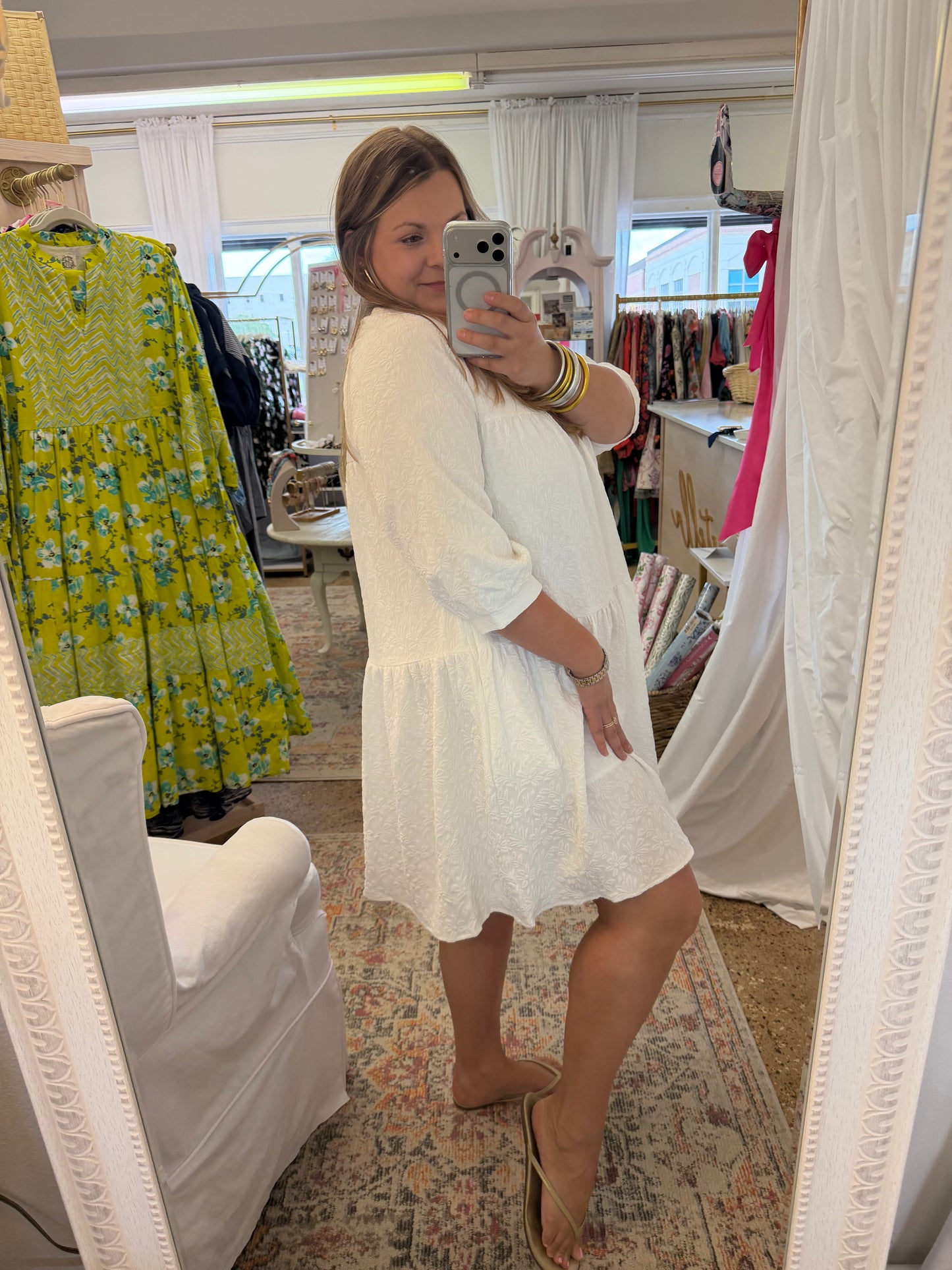 Textured A-Line Swing Dress