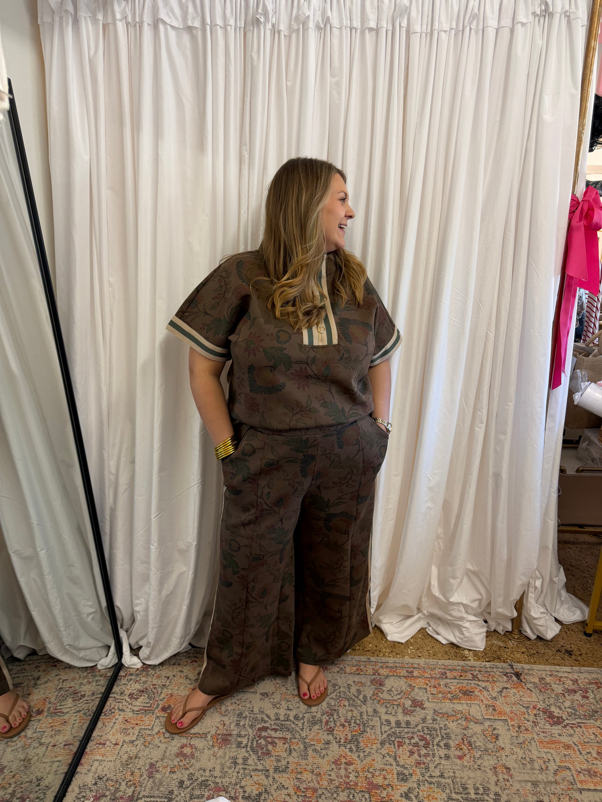 Chocolate Floral Pant Set
