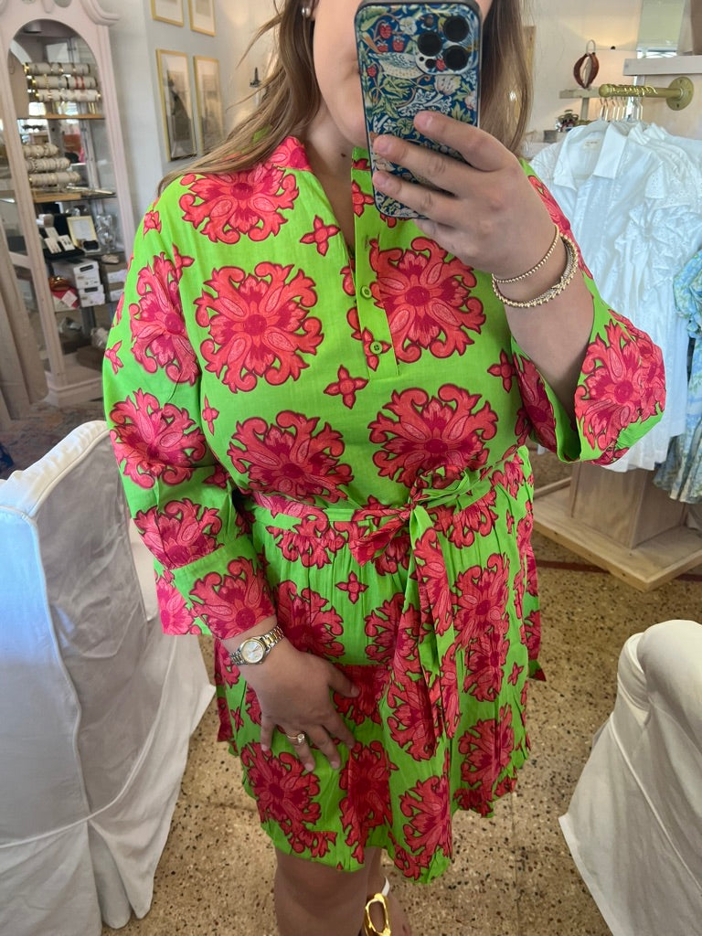 Baroque Tile Pink Dress