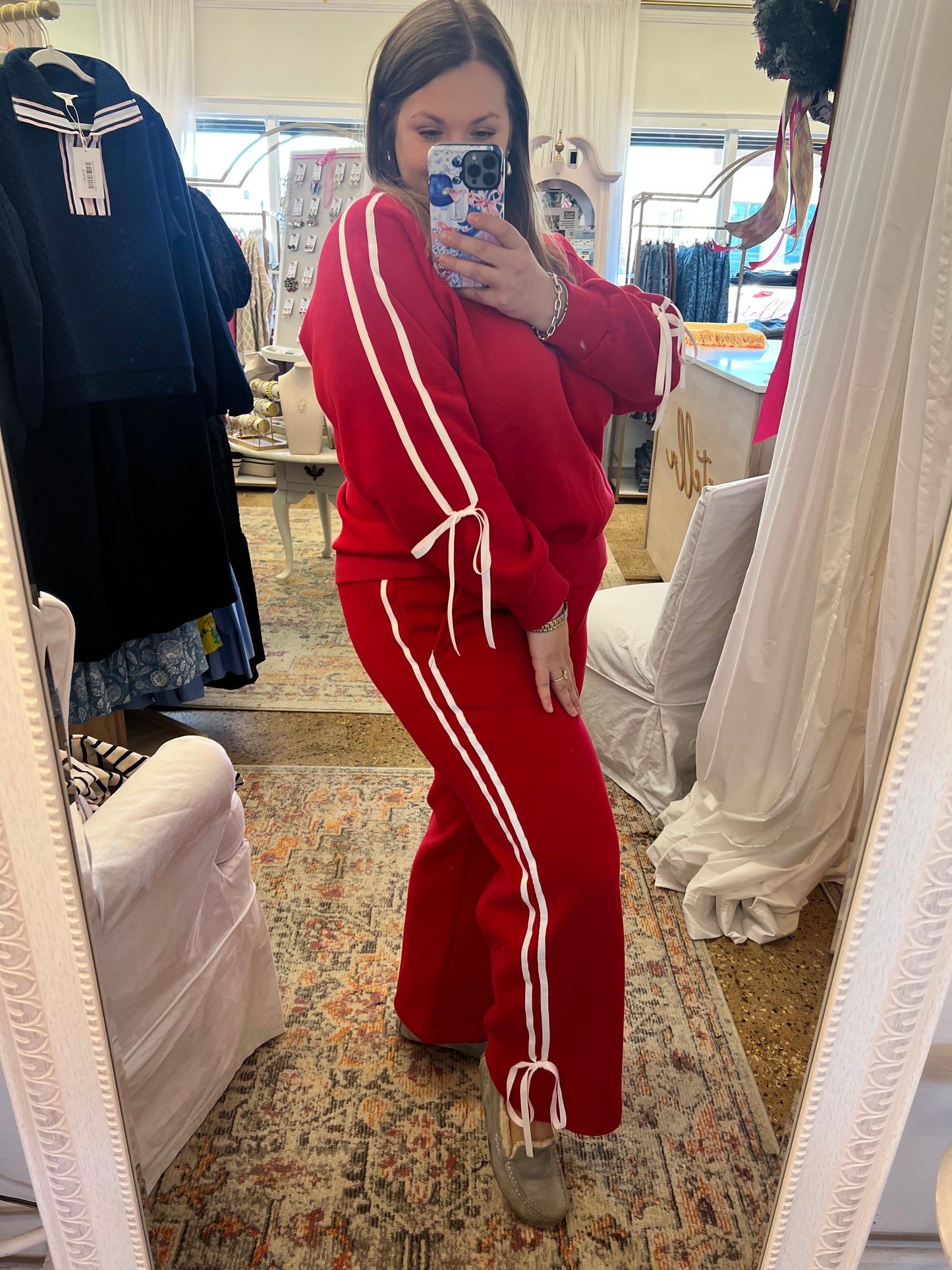 Side Lined Bow Sweatsuit