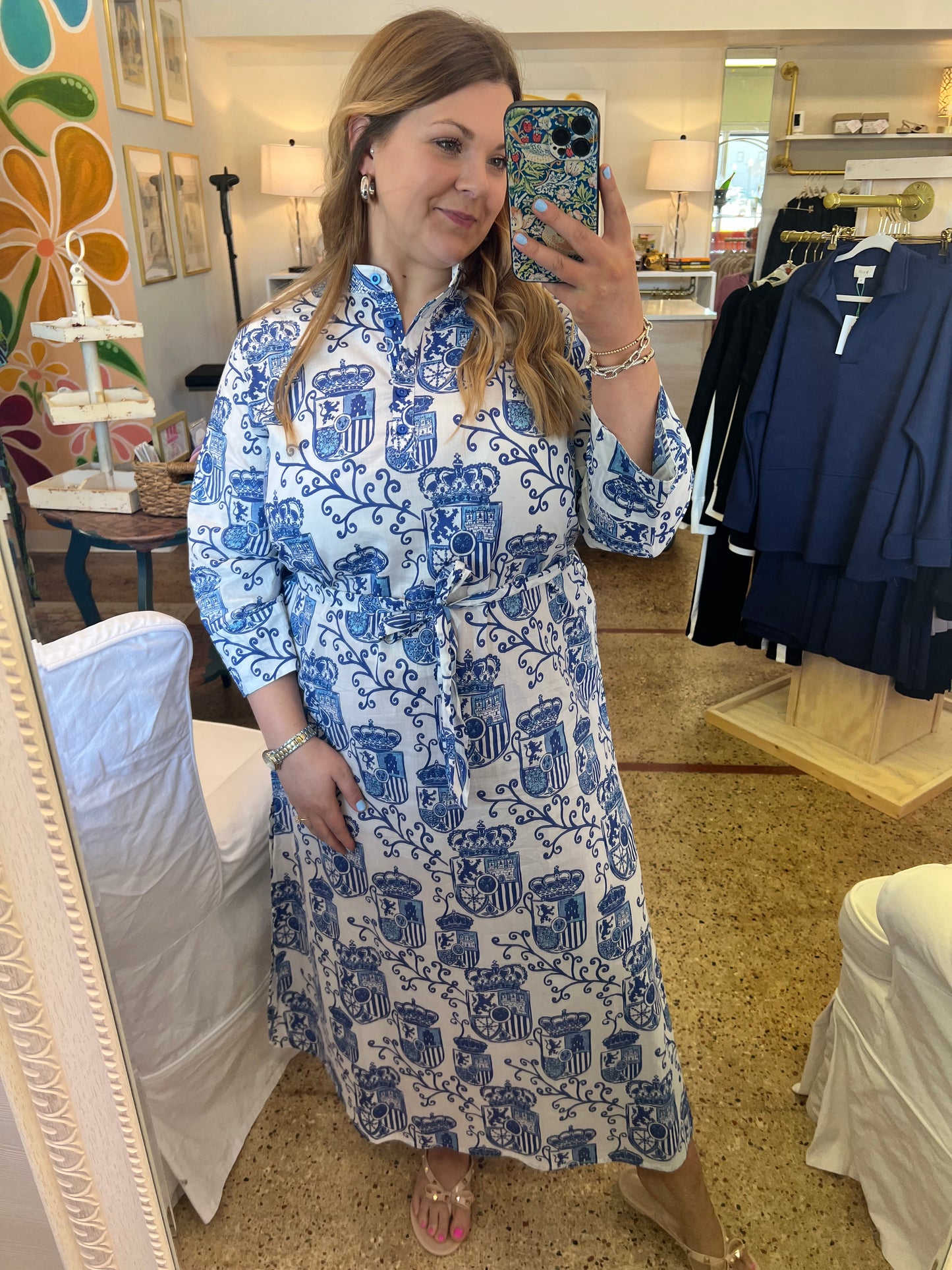 White Blue Crest Maxi