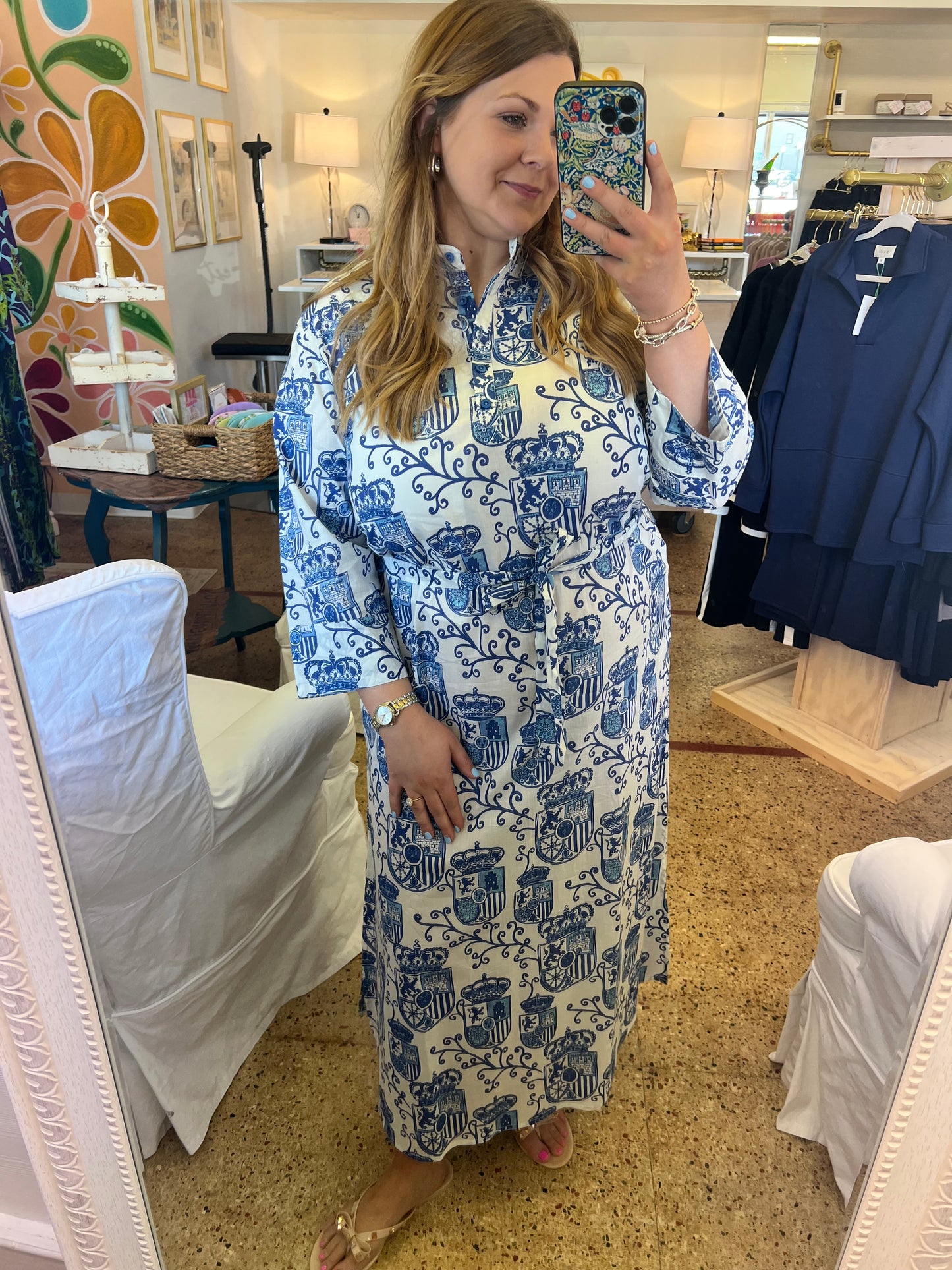 White Blue Crest Maxi