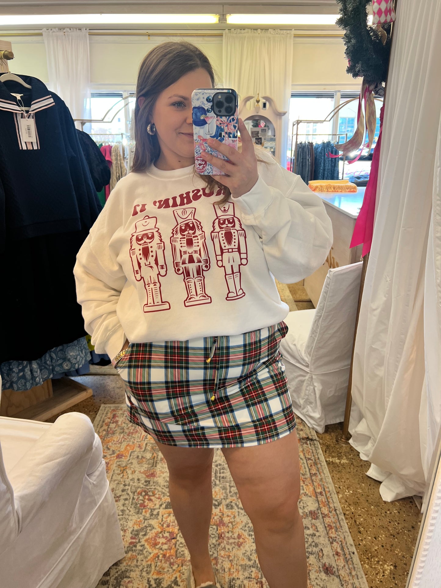 White Christmas Plaid Skort