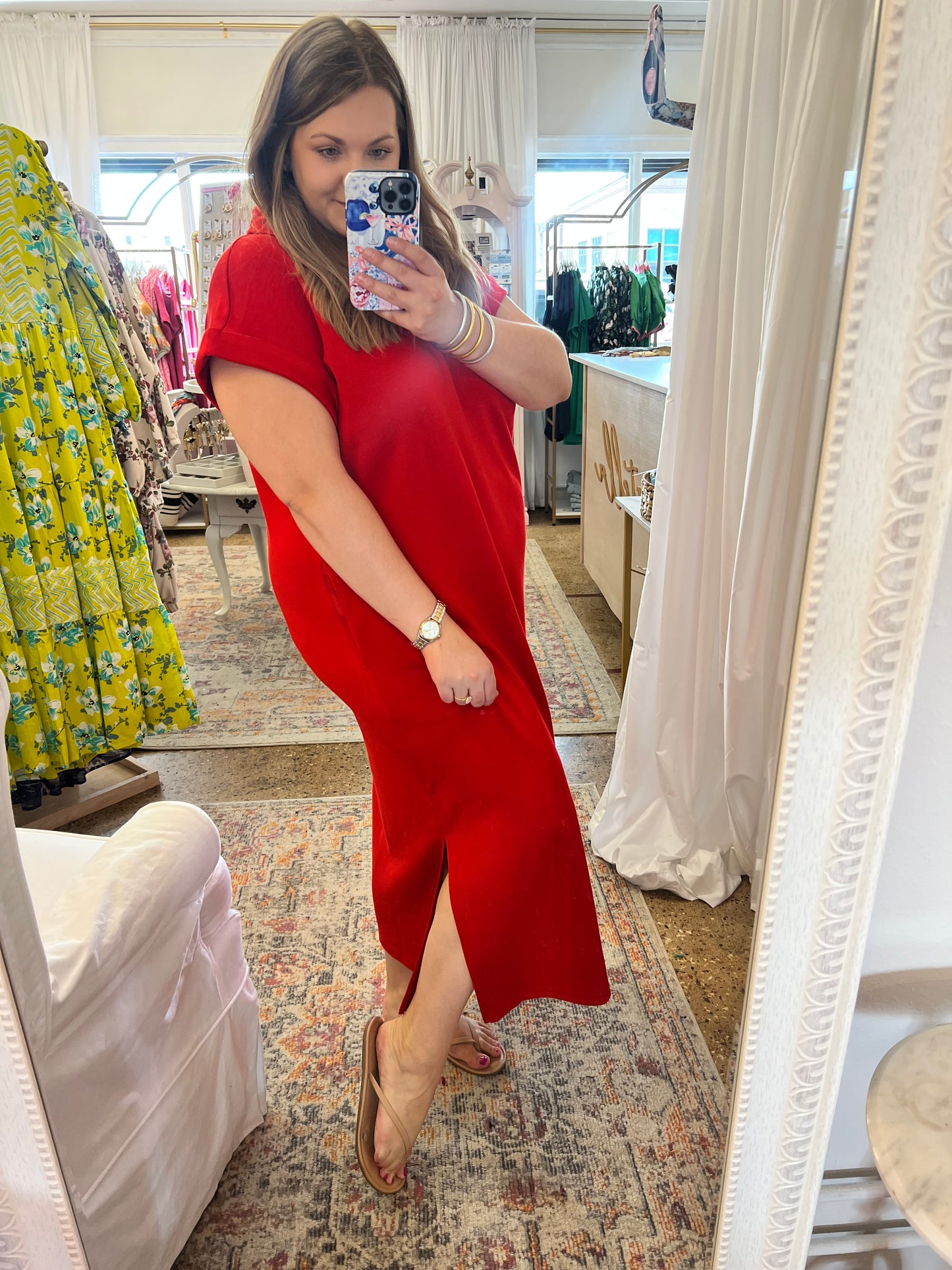 Collared Modal V-Neck Dress
