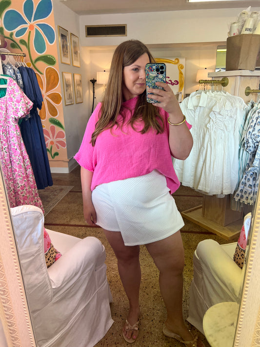 Quilted Knit Skort-White