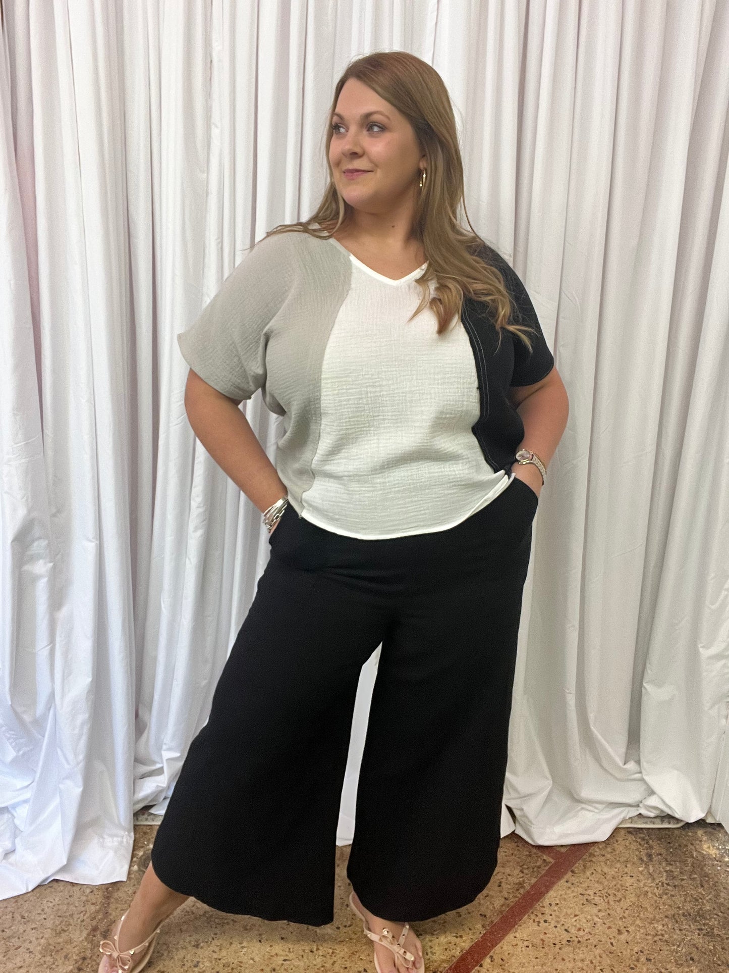 Colorblock Gauze blouse