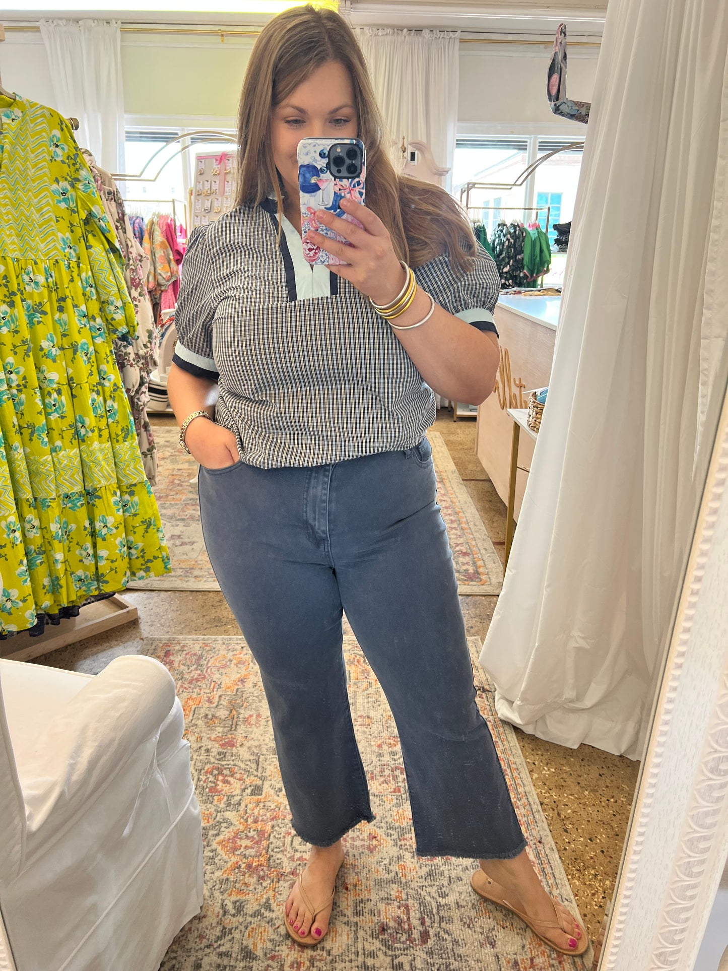 Acid Wash Frayed Hem Jeans