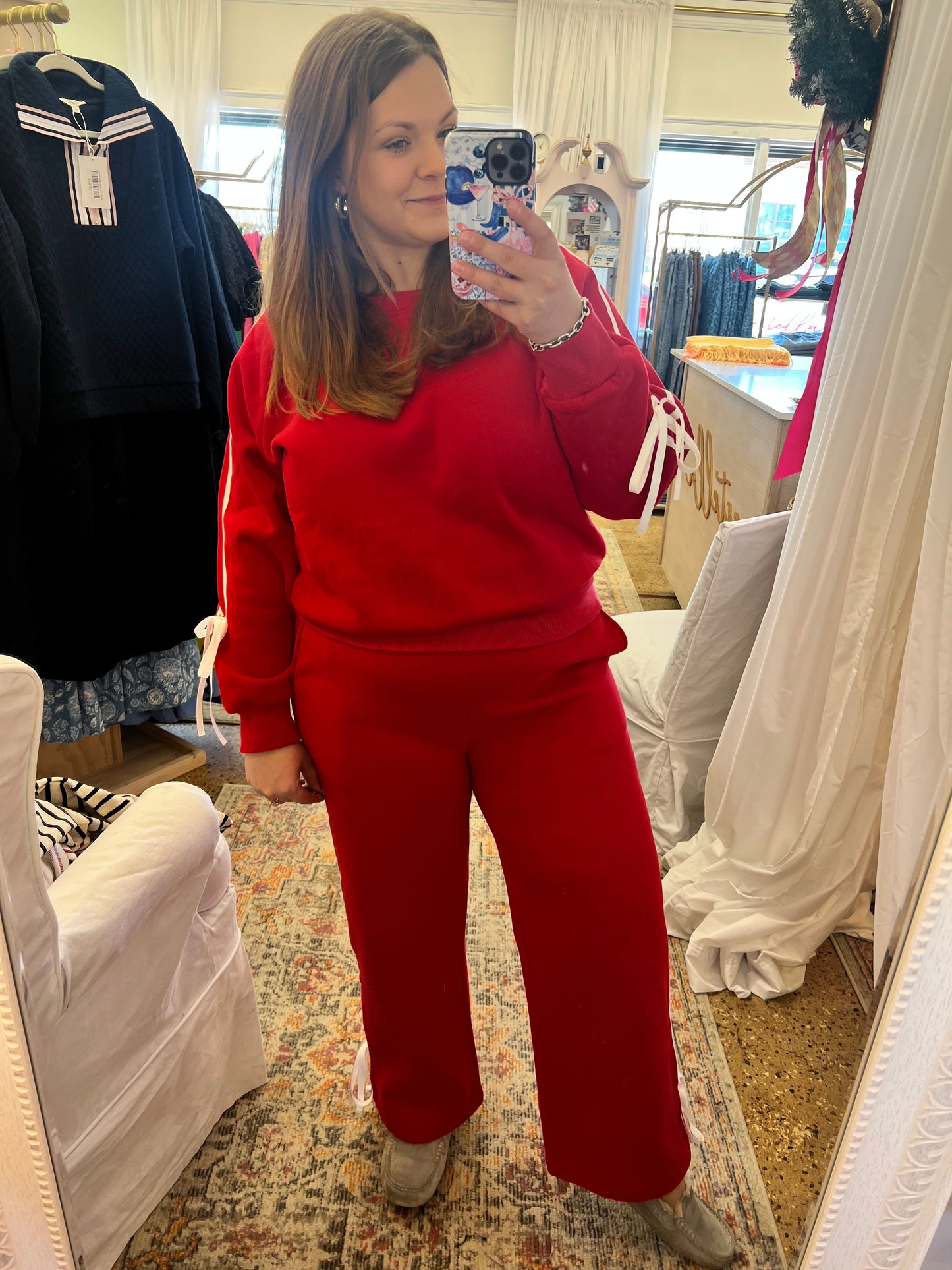 Side Lined Bow Sweatsuit