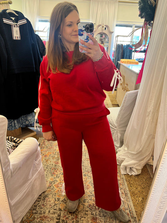 Side Lined Bow Sweatsuit