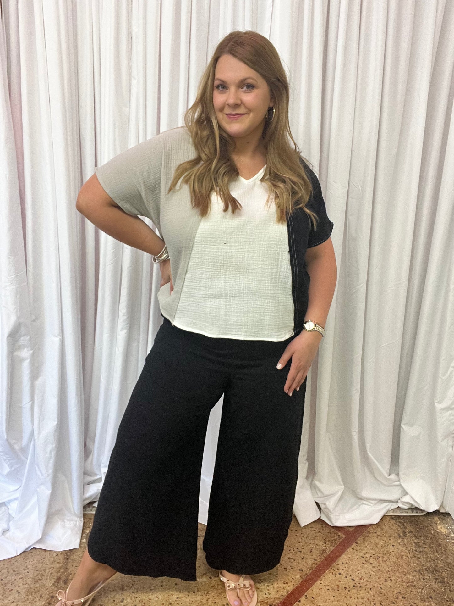 Colorblock Gauze blouse