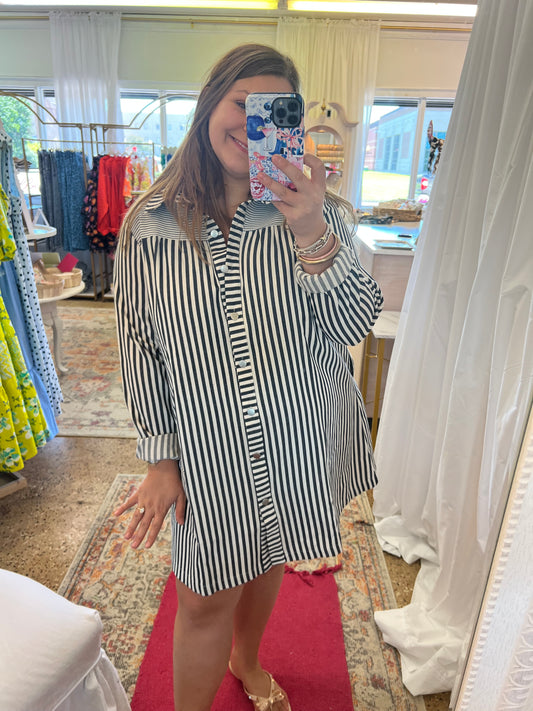 Navy Stripe Babydoll Dress