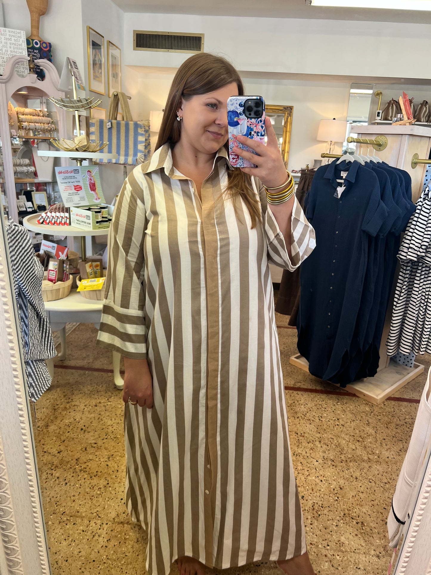 Khaki Stripe Cabana Dress