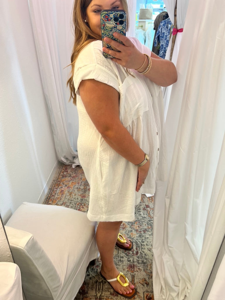 Gauze Button Front Tunic
