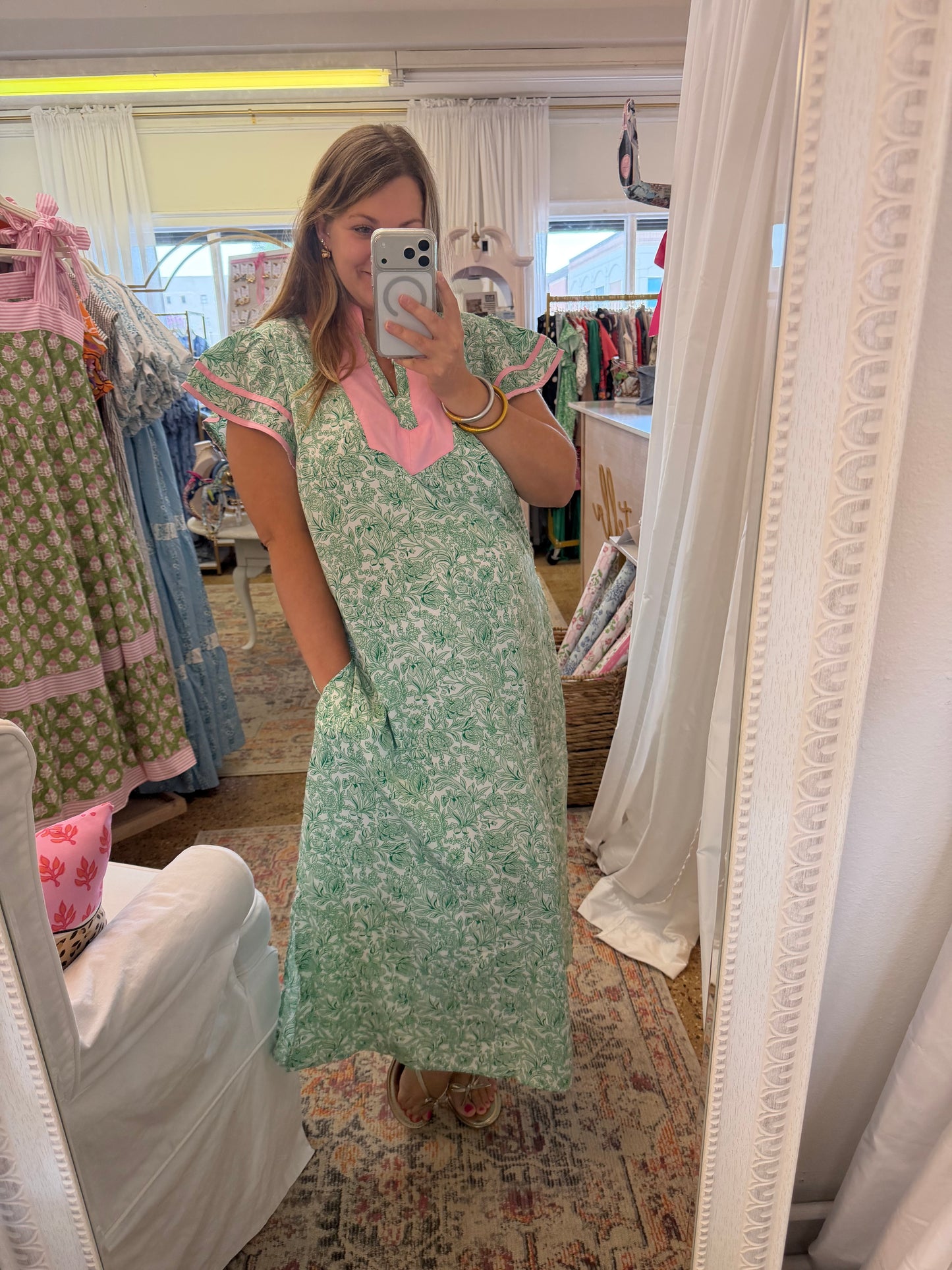 Plus Flutter Sleeve Floral Maxi