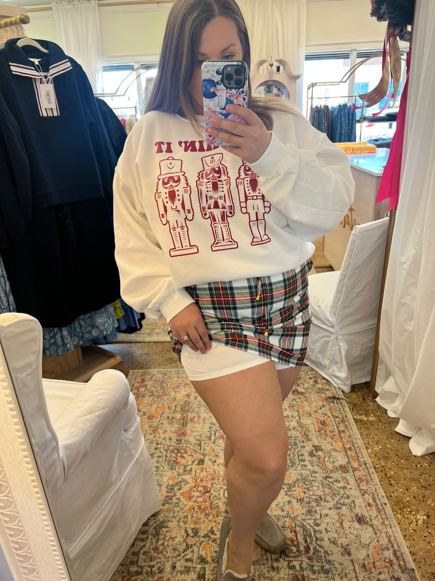 White Christmas Plaid Skort