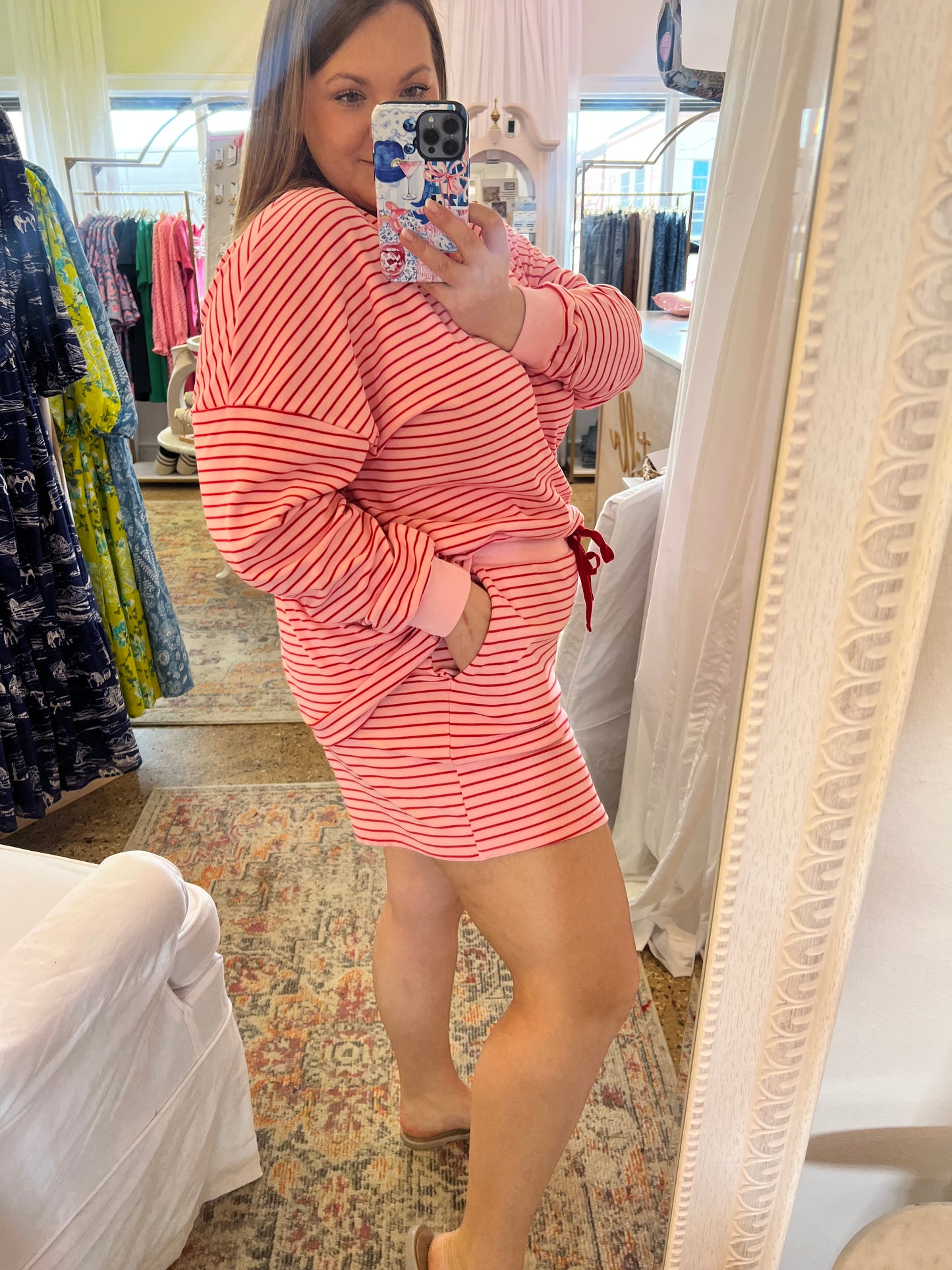 Strawberry Pinstripe Short Set