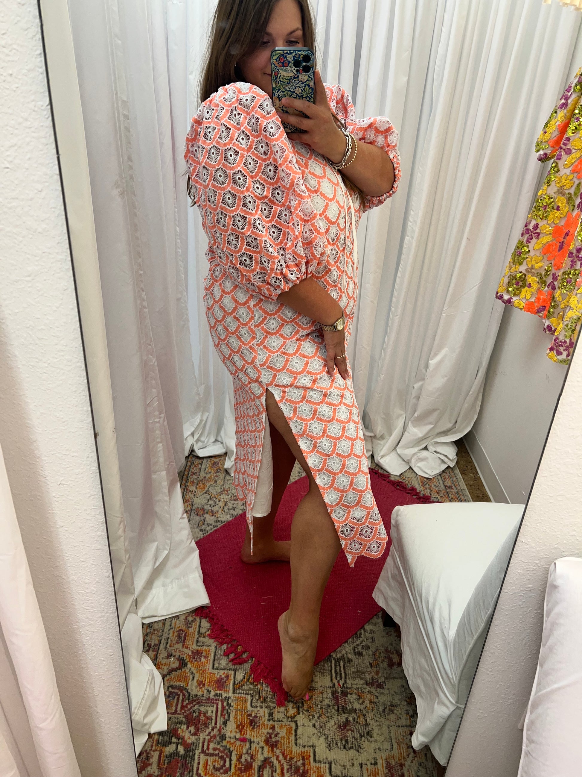 Pamela Coral Midi Dress Small Pamela Coral Midi Dress Small