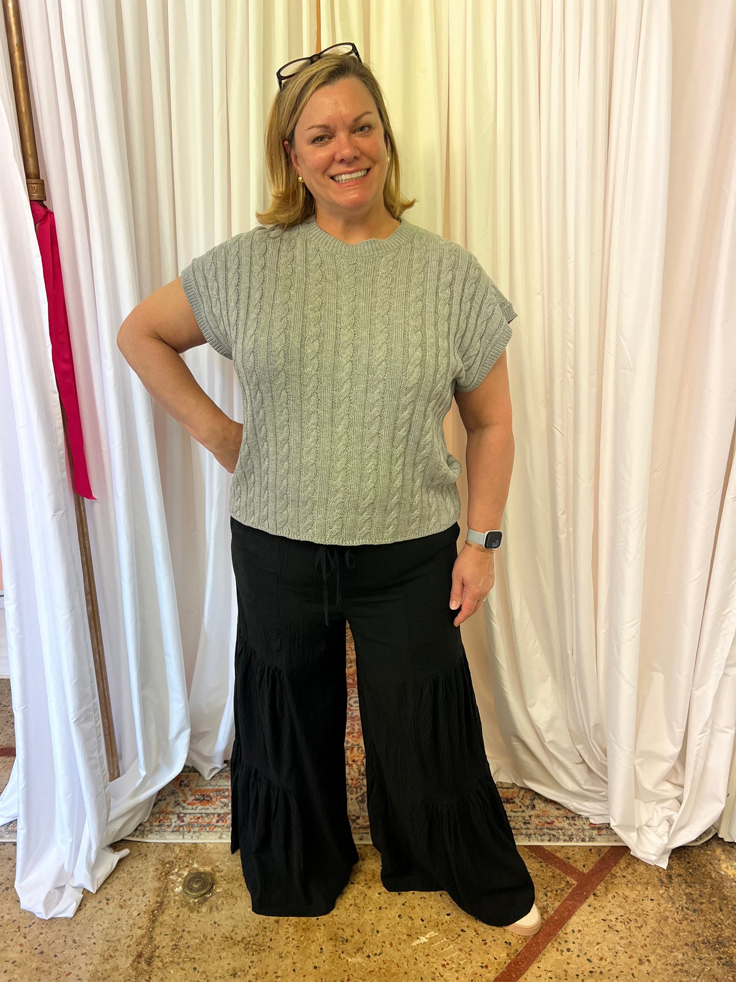 Woven Tiered Palazzo Pants