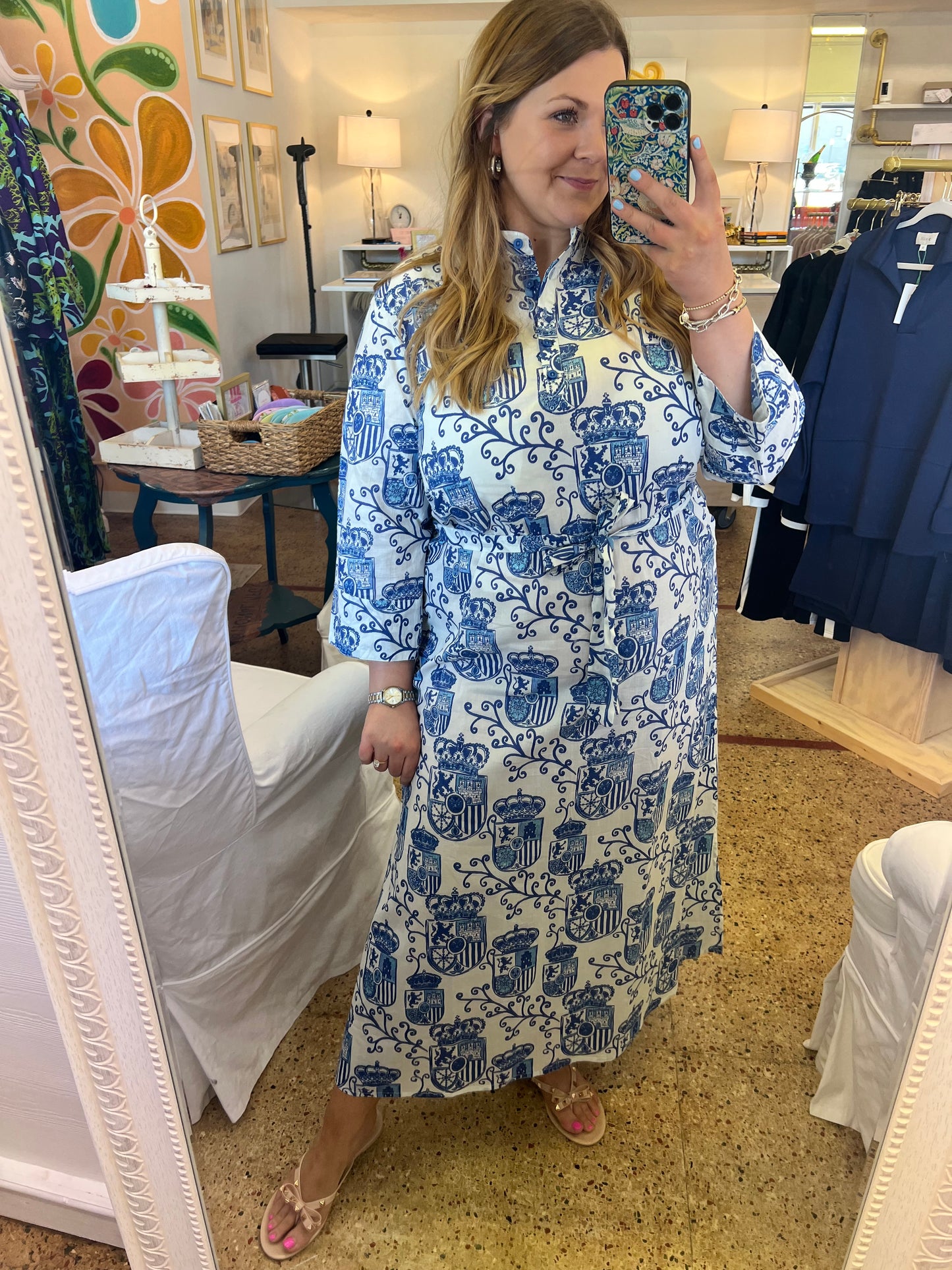 White Blue Crest Maxi