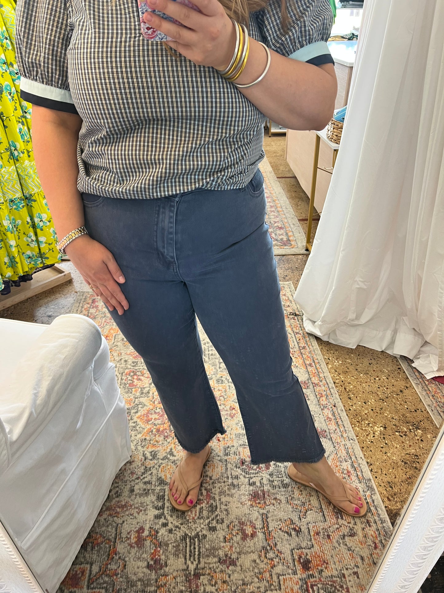 Acid Wash Frayed Hem Jeans