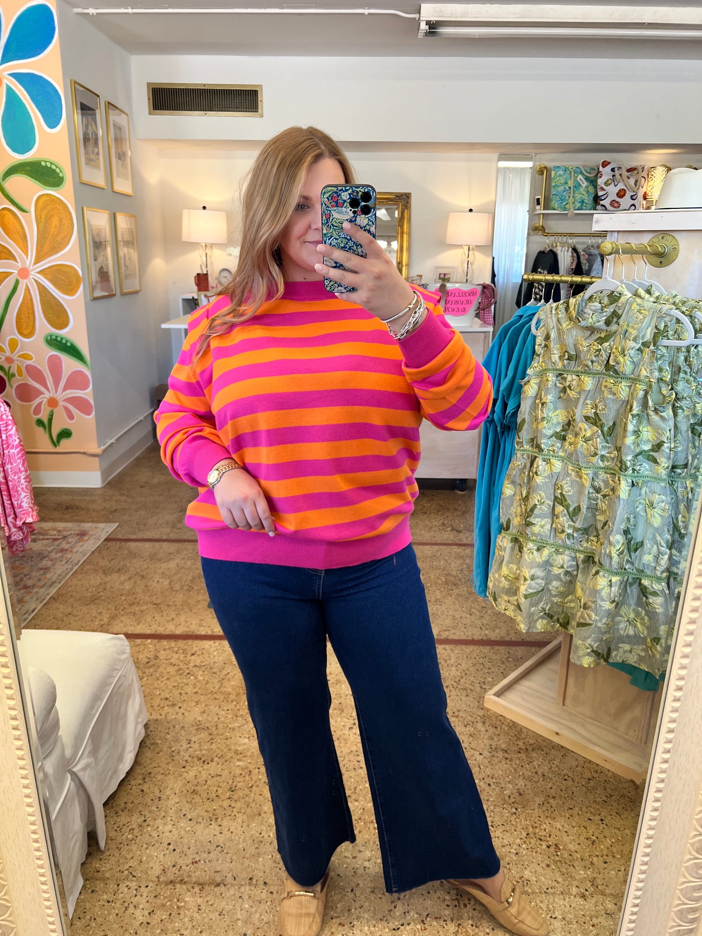 Shoulder Pad Stripe Sweater