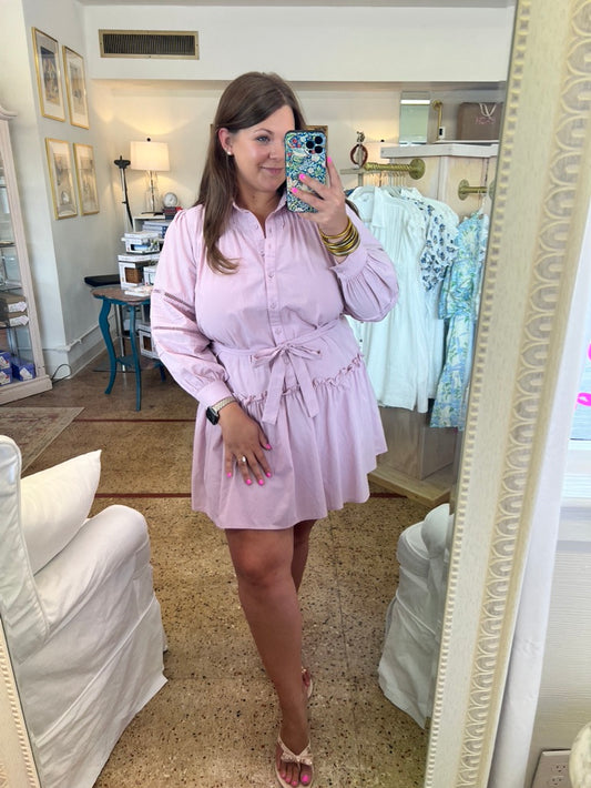 PopLin Eyelet Buttonup Mini Dress