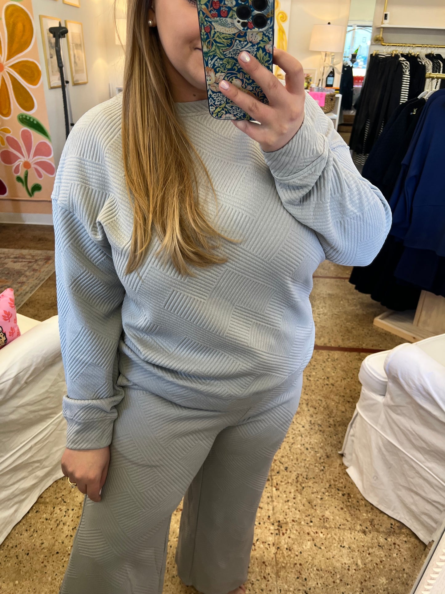 Grey Textured Pant Set