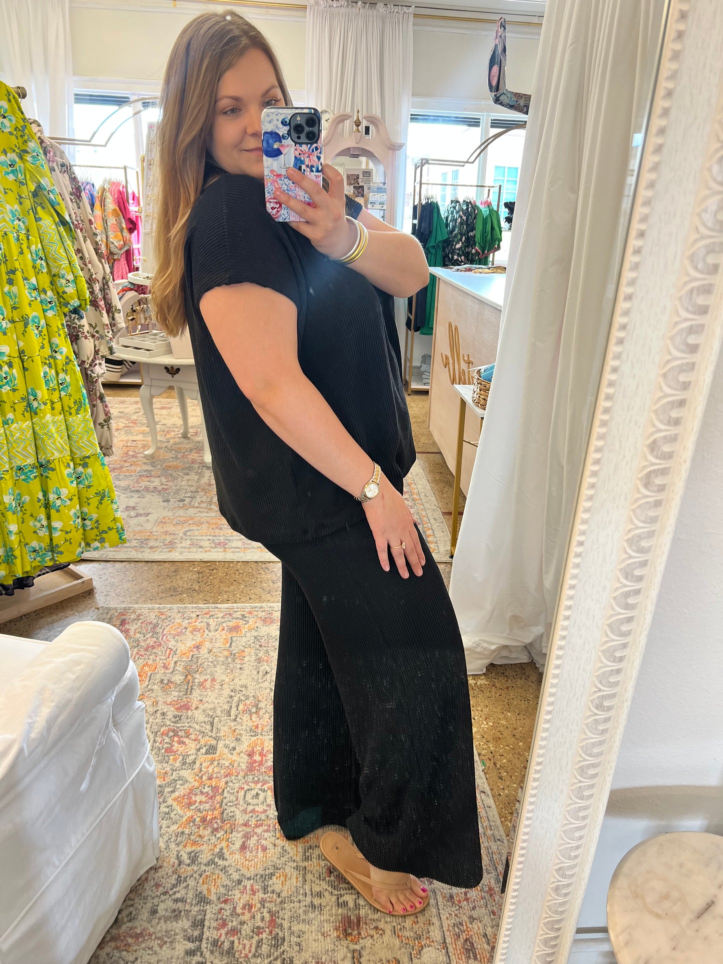 Mock Neck Ribbed Pant Set