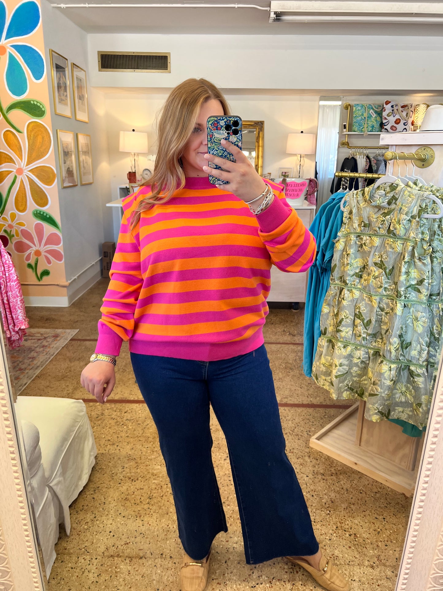 Shoulder Pad Stripe Sweater
