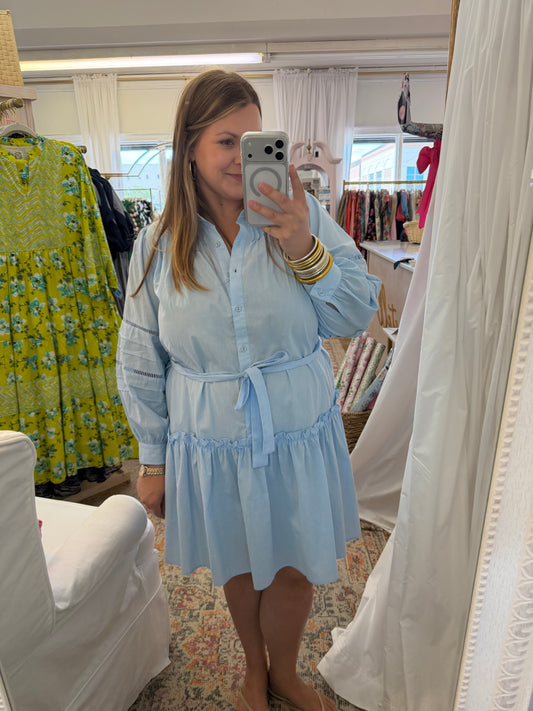 Poplin Eyelet Button Up Dress