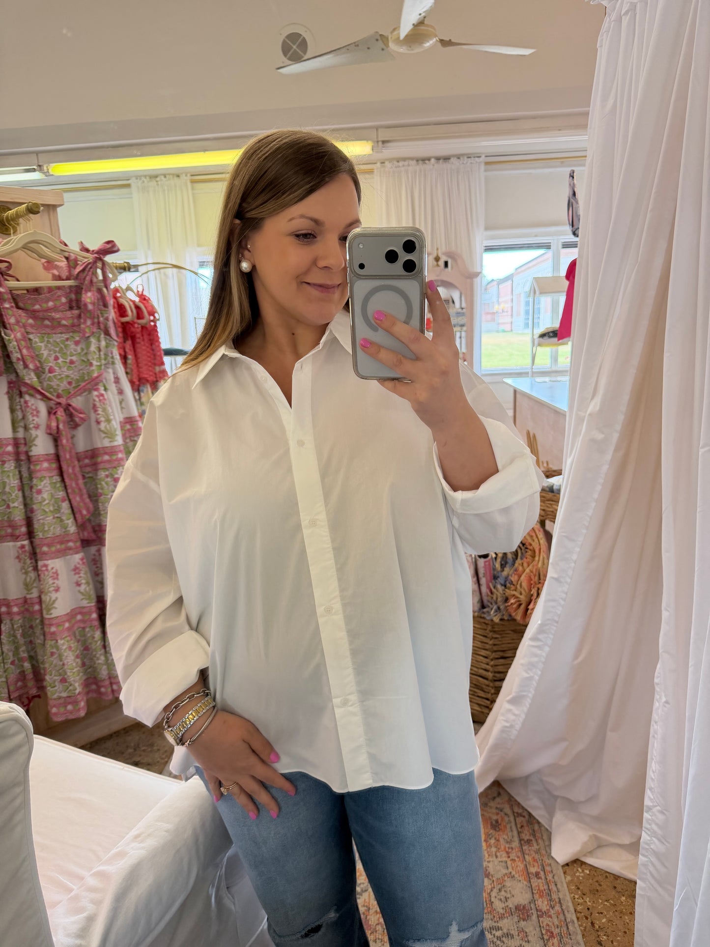 Loose Fit White Button Up