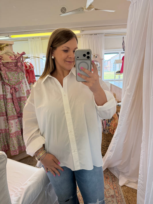 Loose Fit White Button Up