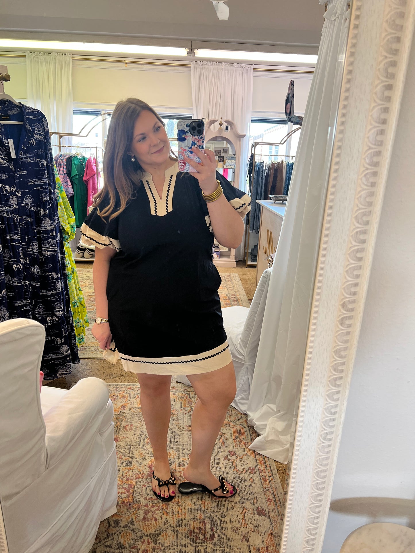 Black Puff Sleeve Mini Dress