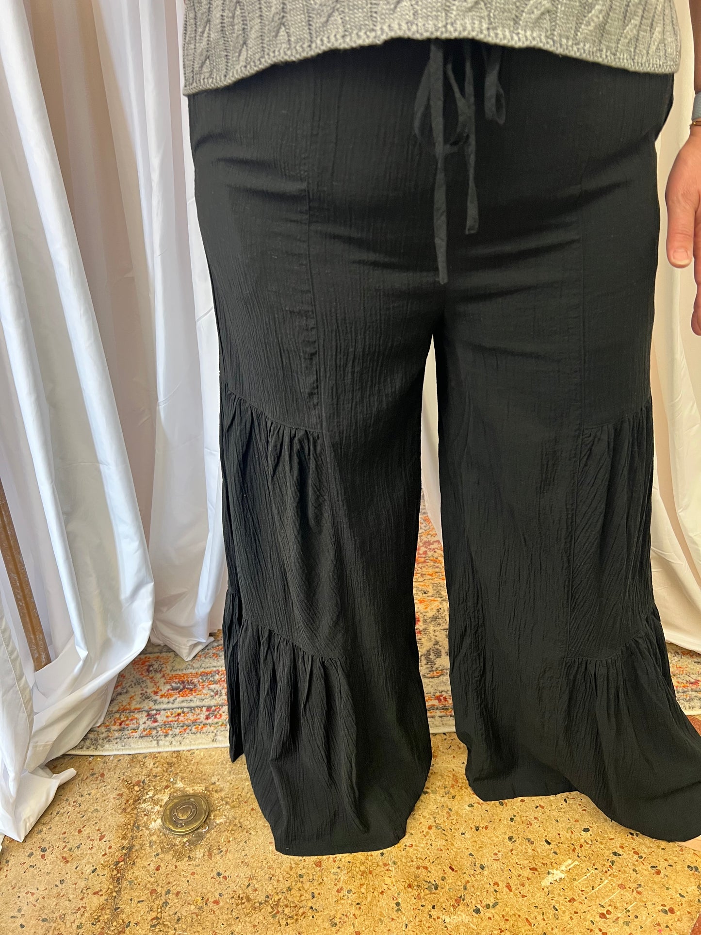 Woven Tiered Palazzo Pants