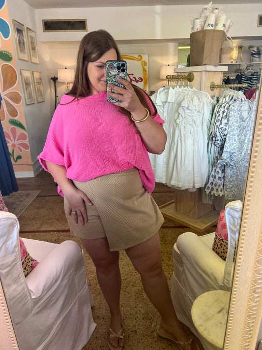 Quilted Knit Skort-Khaki